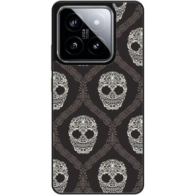Coque en silicone avec crâne floral pour Xiaomi 14 - Publicité Coque en silicone avec crâne floral pour Xiaomi 14 - Publicité
