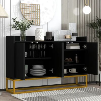 WISHDOR - Credenza - Negro - 4 puertas - Storage Cabinet WISHDOR - Credenza - Negro - 4 puertas - Storage Cabinet