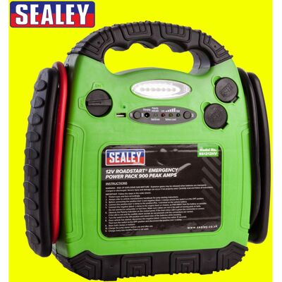 Sealey RS1312HV Emergency Power Pack - 900 Peak Amps - Hi-Vis Green Sealey RS1312HV Emergency Power Pack - 900 Peak Amps - Hi-Vis Green
