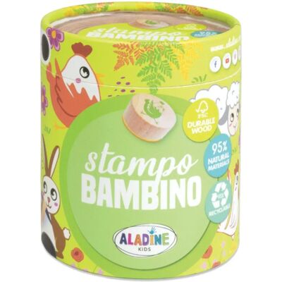 Aladine - Holzstempel-Set Stampo Bambino - Bauernhof - 8 Stück - Kinderstempelset Aladine - Holzstempel-Set Stampo Bambino - Bauernhof - 8 Stück - Kinderstempelset