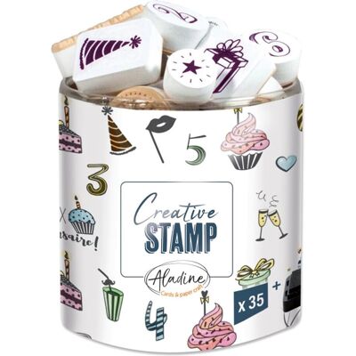Kit Tampons Anniversaire Aladine - 35 Tampons & Encreur Kit Tampons Anniversaire Aladine - 35 Tampons & Encreur