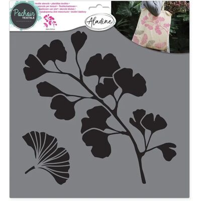 Bernette Ginkgo 26cm Pochoir Décoratif Textile - Publicité Bernette Ginkgo 26cm Pochoir Décoratif Textile - Publicité