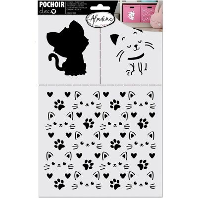Pochoir chat blanc Aladine - Décoration maison & textile - Publicité Pochoir chat blanc Aladine - Décoration maison & textile - Publicité