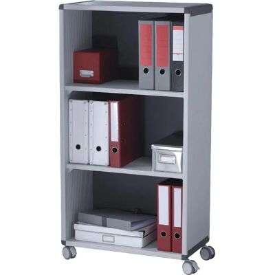 Bibliothèque mobile Fast Paper - 3 compartiments, gris/gris foncé - Publicité Bibliothèque mobile Fast Paper - 3 compartiments, gris/gris foncé - Publicité