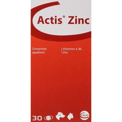 Actis Zinc Complément au Zinc - Peau & Pelage - 30 Comprimés Actis Zinc Complément au Zinc - Peau & Pelage - 30 Comprimés