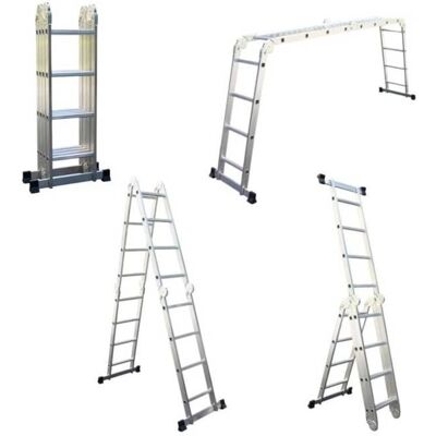 SECURY-T Échelle multifonction 6 en 1 pliable 4x4 - 4,6 m - Aluminium 100% - Avec plateforme pour échafaudages - Publicité SECURY-T Échelle multifonction 6 en 1 pliable 4x4 - 4,6 m - Aluminium 100% - Avec plateforme pour échafaudages - Publicité