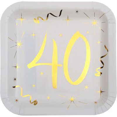 Assiettes en papier dorées pour 40e anniversaire - Vaisselle de fête - Publicité Assiettes en papier dorées pour 40e anniversaire - Vaisselle de fête - Publicité
