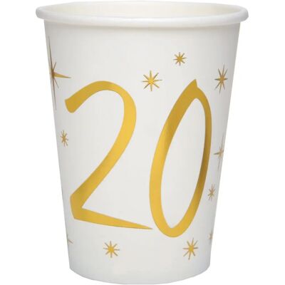 Gobelet en papier Blanc/Or 20 ans - Publicité Gobelet en papier Blanc/Or 20 ans - Publicité