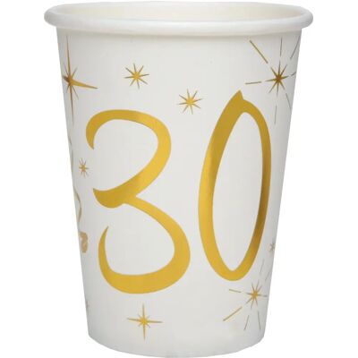 Gobelets en papier dorés pour 30 ans - Vaisselle de fête - Publicité Gobelets en papier dorés pour 30 ans - Vaisselle de fête - Publicité