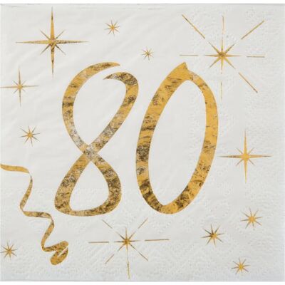 Serviettes cocktail or 80e anniversaire Santex - Vaisselle de fête x 20 Serviettes cocktail or 80e anniversaire Santex - Vaisselle de fête x 20
