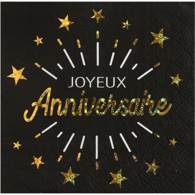 Santex 10 serviettes d'anniversaire noires - Serviettes de Fête - Publicité Santex 10 serviettes d'anniversaire noires - Serviettes de Fête - Publicité