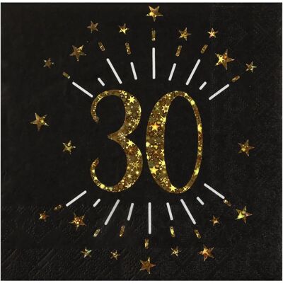Serviettes en papier noir et or pour 30e anniversaire - Paper Napkins - Publicité Serviettes en papier noir et or pour 30e anniversaire - Paper Napkins - Publicité