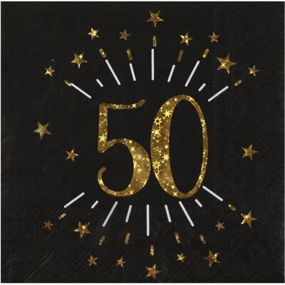 Santex Serviettes en papier or et noir pour 50e anniversaire - Paper Napkins - Publicité Santex Serviettes en papier or et noir pour 50e anniversaire - Paper Napkins - Publicité