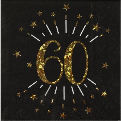 Serviettes en papier noir et or Santex pour 60e anniversaire - Vaisselle de fête - Publicité Serviettes en papier noir et or Santex pour 60e anniversaire - Vaisselle de fête - Publicité