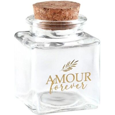 Santex Pot en verre carré - Amour pour toujours - 4x4x6cm - Publicité Santex Pot en verre carré - Amour pour toujours - 4x4x6cm - Publicité