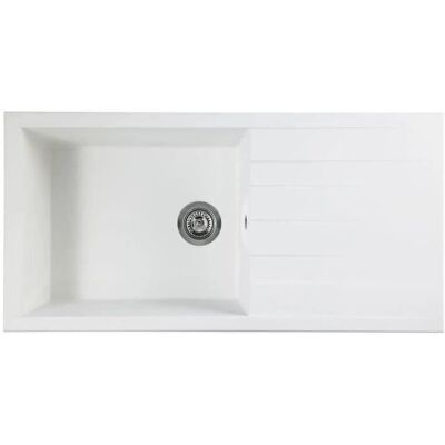 Évier encastré blanc Stradour avec une cuve - 100x50cm - Publicité Évier encastré blanc Stradour avec une cuve - 100x50cm - Publicité