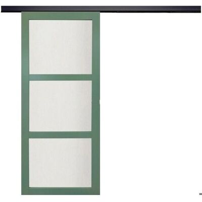 Puerta corredera de cristal verde GD Menuiseries - 204 x 73 - Cristal esmerilado de seguridad - Riel negro Puerta corredera de cristal verde GD Menuiseries - 204 x 73 - Cristal esmerilado de seguridad - Riel negro