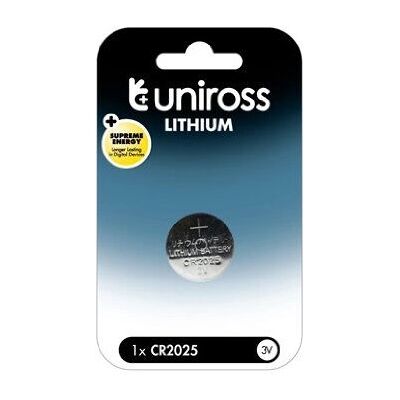 Pile au lithium CR2025 Uniross - Pile domestique - Publicité Pile au lithium CR2025 Uniross - Pile domestique - Publicité