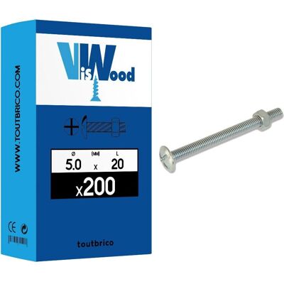 Viswood Vis à tête ronde grande zinguée - 5x20mm - Publicité Viswood Vis à tête ronde grande zinguée - 5x20mm - Publicité