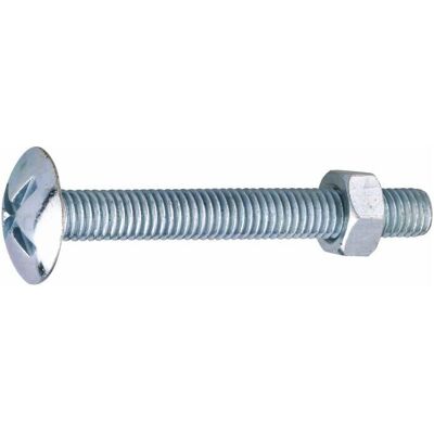 Vis grande à tête ronde zinguée - 6x16mm avec écrou GFD Vis grande à tête ronde zinguée - 6x16mm avec écrou GFD