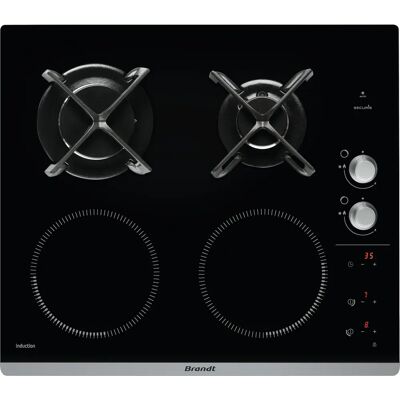 Brandt BPI6414BM - Noir - Table de cuisson mixte gaz et électrique - Publicité Brandt BPI6414BM - Noir - Table de cuisson mixte gaz et électrique - Publicité