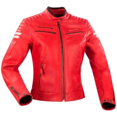 Veste en Cuir Moto Segura - Rouge - Modèle 40 - Publicité Veste en Cuir Moto Segura - Rouge - Modèle 40 - Publicité