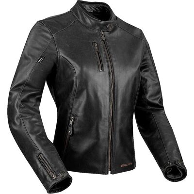 Giacca moto nera Segura Laxey - Pelle di mucca, Protezioni CE, Mezza stagione Giacca moto nera Segura Laxey - Pelle di mucca, Protezioni CE, Mezza stagione