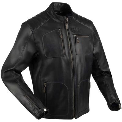 Segura Lewis Motorrad Lederjacke - Retro-Design - Schwarz 2XL Segura Lewis Motorrad Lederjacke - Retro-Design - Schwarz 2XL