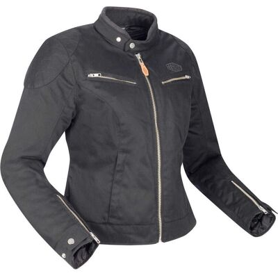Giacca Moto Tina Nera Segura - Tessuto Vintage - CE AA Giacca Moto Tina Nera Segura - Tessuto Vintage - CE AA