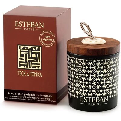 Esteban Teck & Tonka Candle - Parfum épicé chaud - Bougie - Publicité Esteban Teck & Tonka Candle - Parfum épicé chaud - Bougie - Publicité