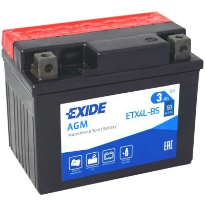 Batteria Exide Moto 12V ETX4L-BS - 3Ah, 50A, Compatta Batteria Exide Moto 12V ETX4L-BS - 3Ah, 50A, Compatta