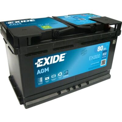 Exide EK800 Voertuigbatterij - 80 Ah, 12V, AGM, 800A Exide EK800 Voertuigbatterij - 80 Ah, 12V, AGM, 800A