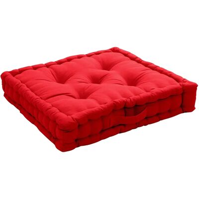 IDEKO Coussin de sol en coton rouge - Coussin de sol 50x50x10 cm IDEKO Coussin de sol en coton rouge - Coussin de sol 50x50x10 cm