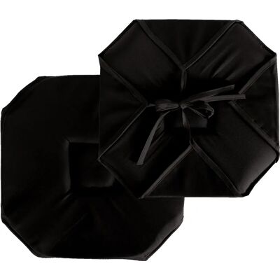HOME MAISON Coussin de chaise plat noir avec rabats et laizes - Publicité HOME MAISON Coussin de chaise plat noir avec rabats et laizes - Publicité
