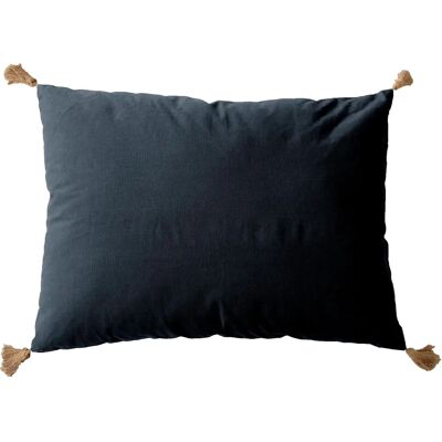 Almohada de Algodón Gris con Pompones - Cojín Almohada de Algodón Gris con Pompones - Cojín