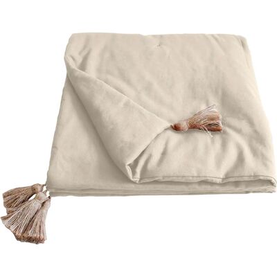Enjoy Home Couette en coton naturel avec pompons - Couverture - Publicité Enjoy Home Couette en coton naturel avec pompons - Couverture - Publicité