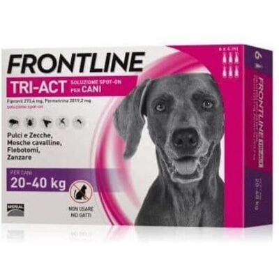 Boehringer Ingelheim Frontline Tri-Act Soluzione antiparassitaria per cani - 20-40 kg, 12 pipette Boehringer Ingelheim Frontline Tri-Act Soluzione antiparassitaria per cani - 20-40 kg, 12 pipette