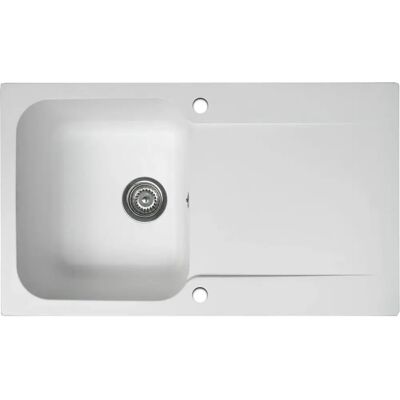 Fregadero reversible en resina blanca Essebagno Lisse - 1 cubeta y escurridor Fregadero reversible en resina blanca Essebagno Lisse - 1 cubeta y escurridor