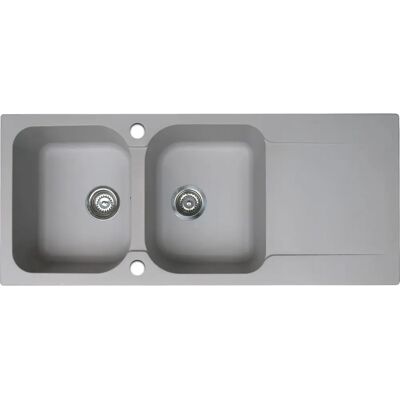 Fregadero reversible gris de Essebagno - 2 cubetas, 1 escurridor - 116x50 cm Fregadero reversible gris de Essebagno - 2 cubetas, 1 escurridor - 116x50 cm