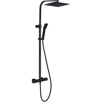 Essebagno Modelo Quartos - Columna de ducha negra moderna y cuadrada Essebagno Modelo Quartos - Columna de ducha negra moderna y cuadrada