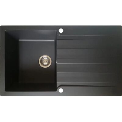 Fregadero negro de resina con escurridor - Cocina - Essebagno Fregadero negro de resina con escurridor - Cocina - Essebagno