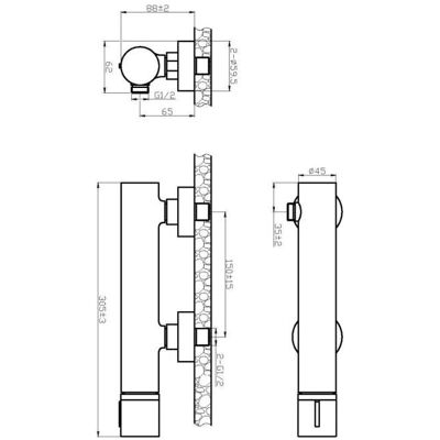 Essebagno - Moderner Schwarzer Duschmischer - Wandmontage Badezimmer und Dusche Essebagno - Moderner Schwarzer Duschmischer - Wandmontage Badezimmer und Dusche