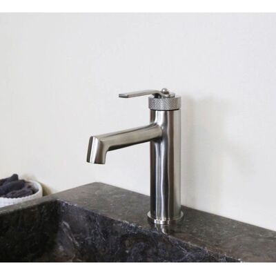 Mezclador de lavabo en acero inoxidable cepillado - Modelo Ø 35 mm - Estilo industrial moderno Mezclador de lavabo en acero inoxidable cepillado - Modelo Ø 35 mm - Estilo industrial moderno