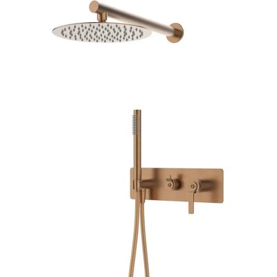 Columna de ducha de cobre cepillado de Essebagno - Empotrada, 9L/min, Cartucho cerámico Columna de ducha de cobre cepillado de Essebagno - Empotrada, 9L/min, Cartucho cerámico
