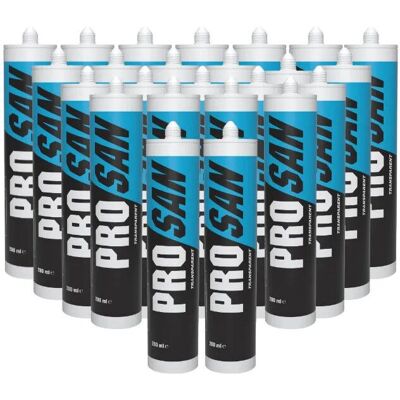 Sellador de silicona sanitaria transparente Soudal - 280 ml, caja de 24 Sellador de silicona sanitaria transparente Soudal - 280 ml, caja de 24