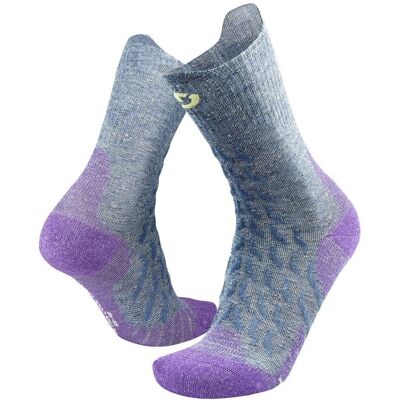 Therm-Ic Trekking Ultra Cool Linen Crew - Chaussettes d'été légères - Gris / Violet - Publicité Therm-Ic Trekking Ultra Cool Linen Crew - Chaussettes d'été légères - Gris / Violet - Publicité