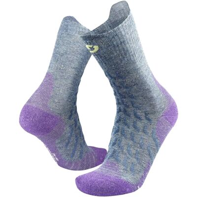 Therm-Ic Trekking Ultra Cool Linen Crew - Lightweight Summer Hiking Socks - Grey / Purple Therm-Ic Trekking Ultra Cool Linen Crew - Lightweight Summer Hiking Socks - Grey / Purple