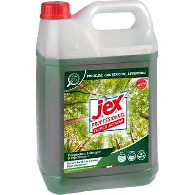 Jex Professionnel Nettoyant Désinfectant Triple Action - Forêt des Landes - 5L - Publicité Jex Professionnel Nettoyant Désinfectant Triple Action - Forêt des Landes - 5L - Publicité