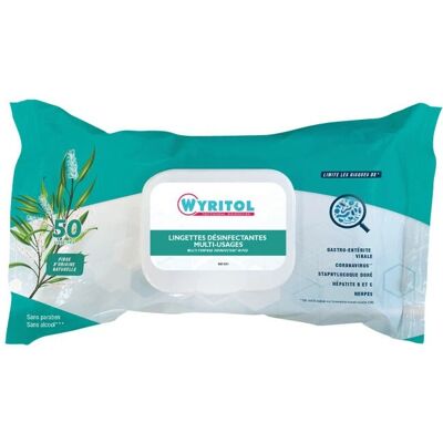 Wyritol PV56175002 Lingettes Désinfectantes - Nettoyant Surfaces - 50 pcs - Publicité Wyritol PV56175002 Lingettes Désinfectantes - Nettoyant Surfaces - 50 pcs - Publicité