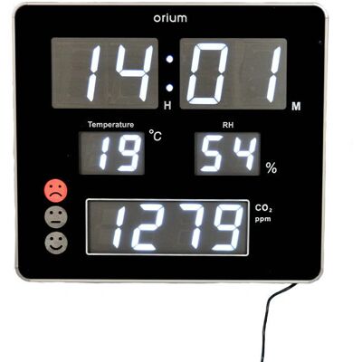 Orium Horloge avec capteur de CO2 LED Noir - Horloge Murale et de Bureau Orium Horloge avec capteur de CO2 LED Noir - Horloge Murale et de Bureau